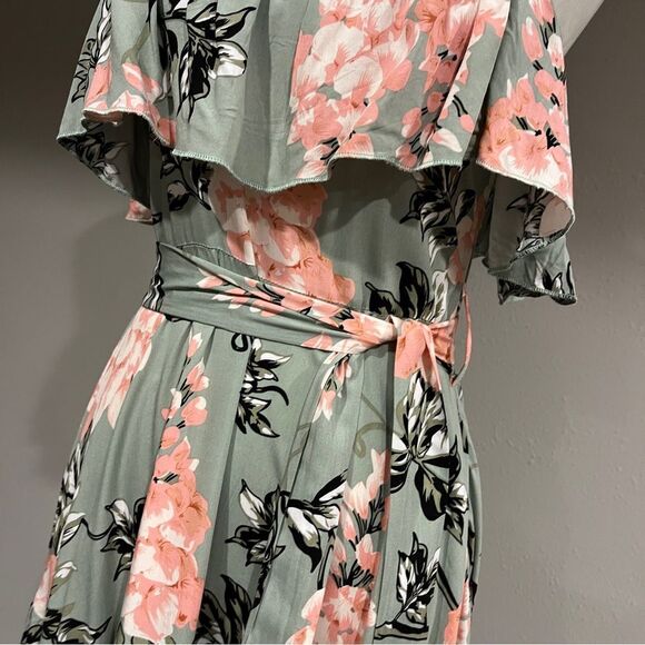 Floral asymmetrical dress with straps - Picture 4 of 15